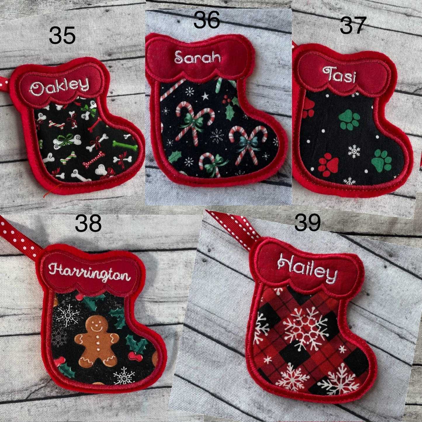 Personalized Christmas Stocking Ornament, Stocking Ornament Gift Holder, Gift Card Holder Ornament, Custom Ornament, Mini Stockings
