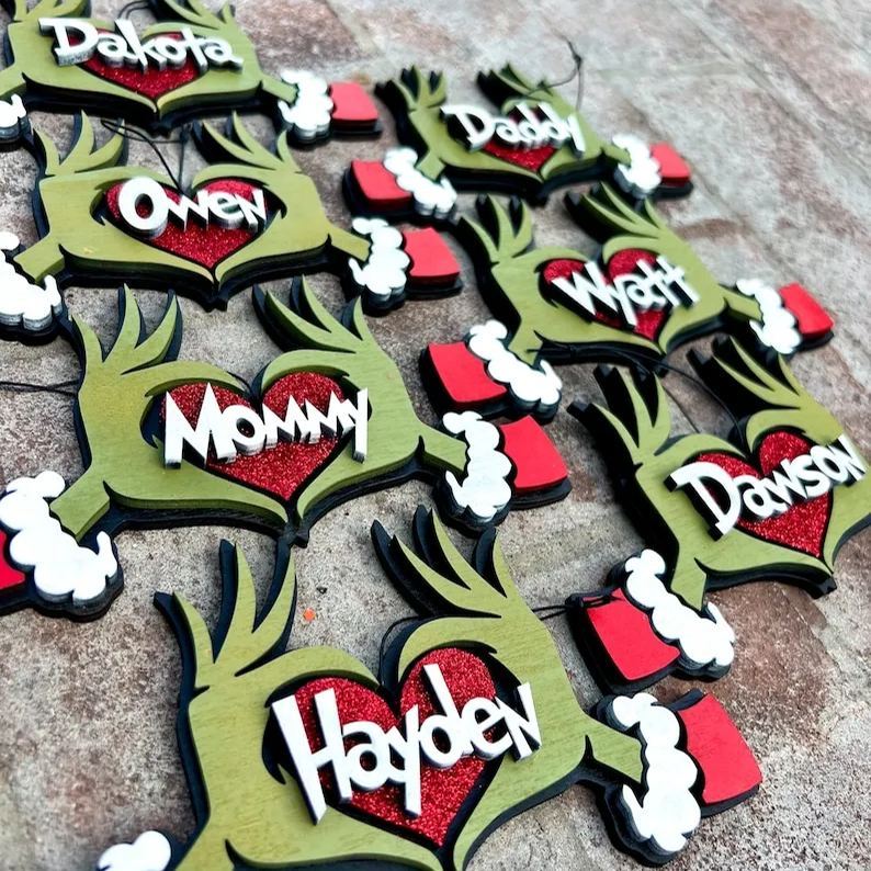 Personalized Grinch ornament——Christmas Ornaments, Green Monster Ornaments, Grinch Ornaments