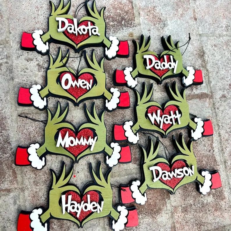 Personalized Grinch ornament——Christmas Ornaments, Green Monster Ornaments, Grinch Ornaments