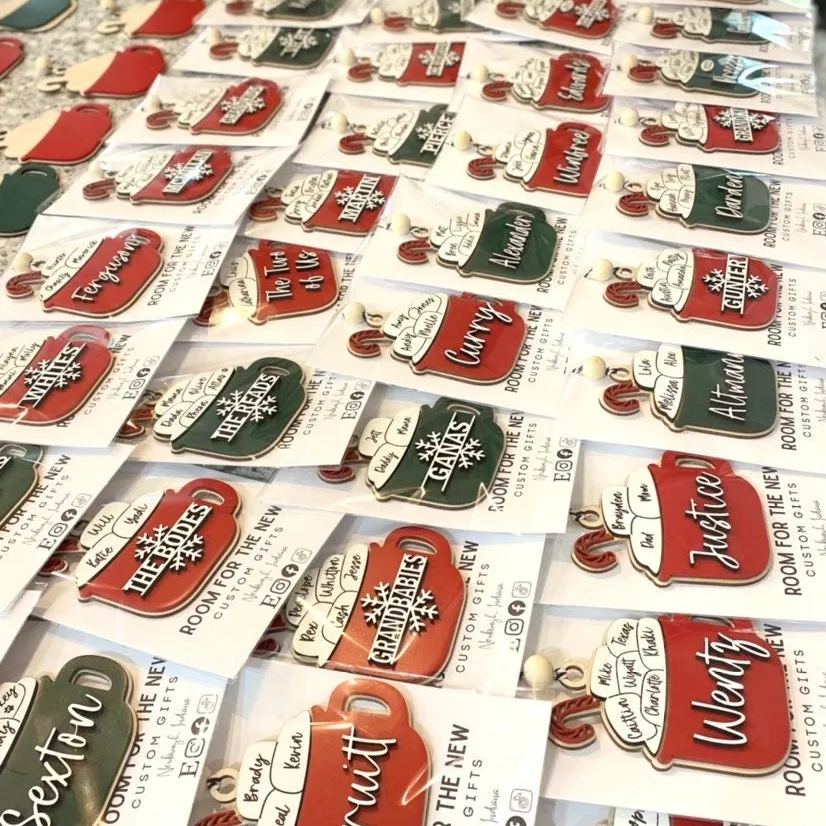 Personalized family Christmas ornaments, grandparent ornament with names, 2023 ornament with family member names, hot chocolate ornament