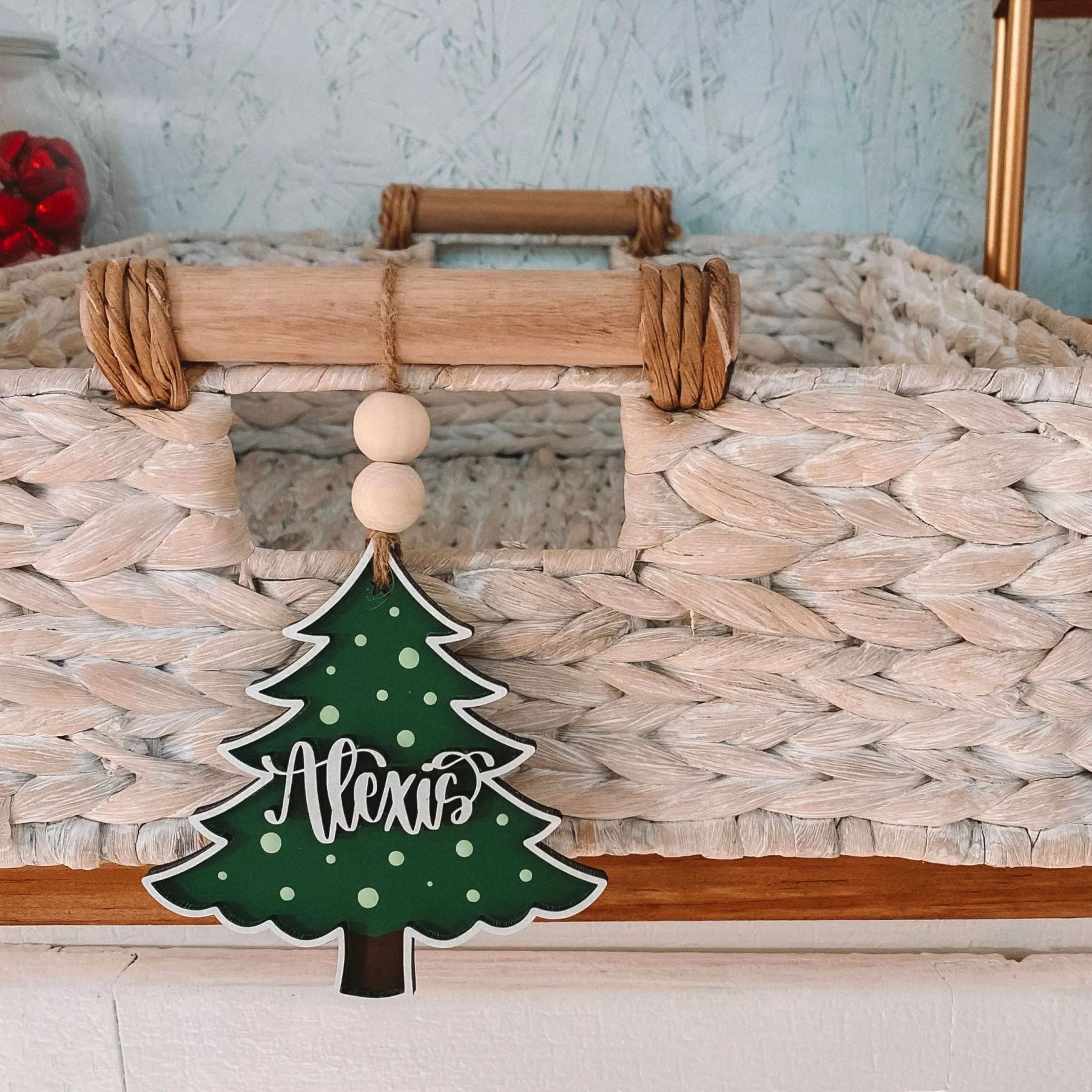 Custom Wood Name Tags - Painted Christmas Tree Ornaments