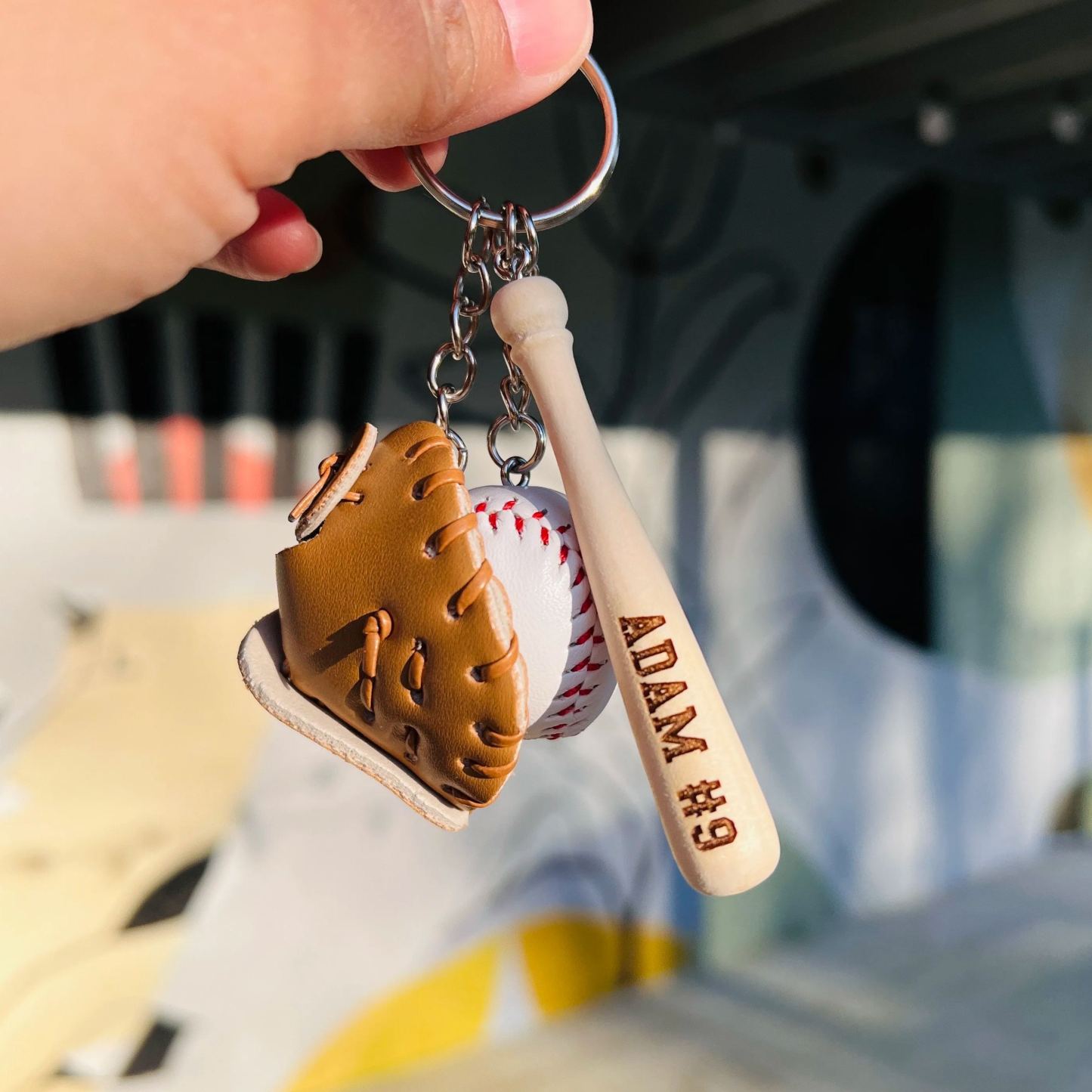 Baseball Key Chain | Mini Baseball Set Bag Tag | Custom for Baseball Game | Gift for Baseball Team | Gift for Athlete | Backpack Keychain