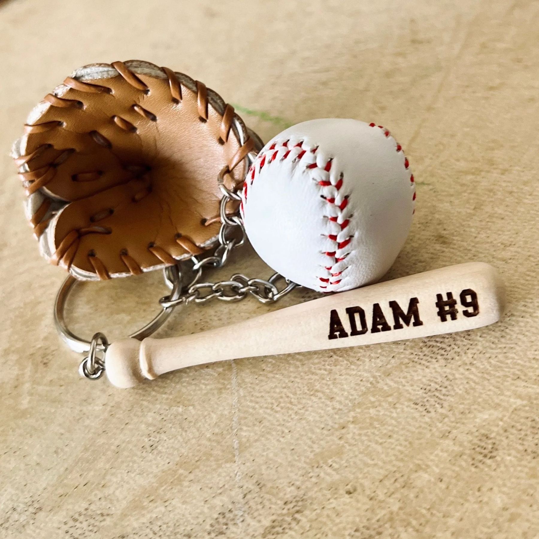 Baseball Key Chain | Mini Baseball Set Bag Tag | Custom for Baseball Game | Gift for Baseball Team | Gift for Athlete | Backpack Keychain