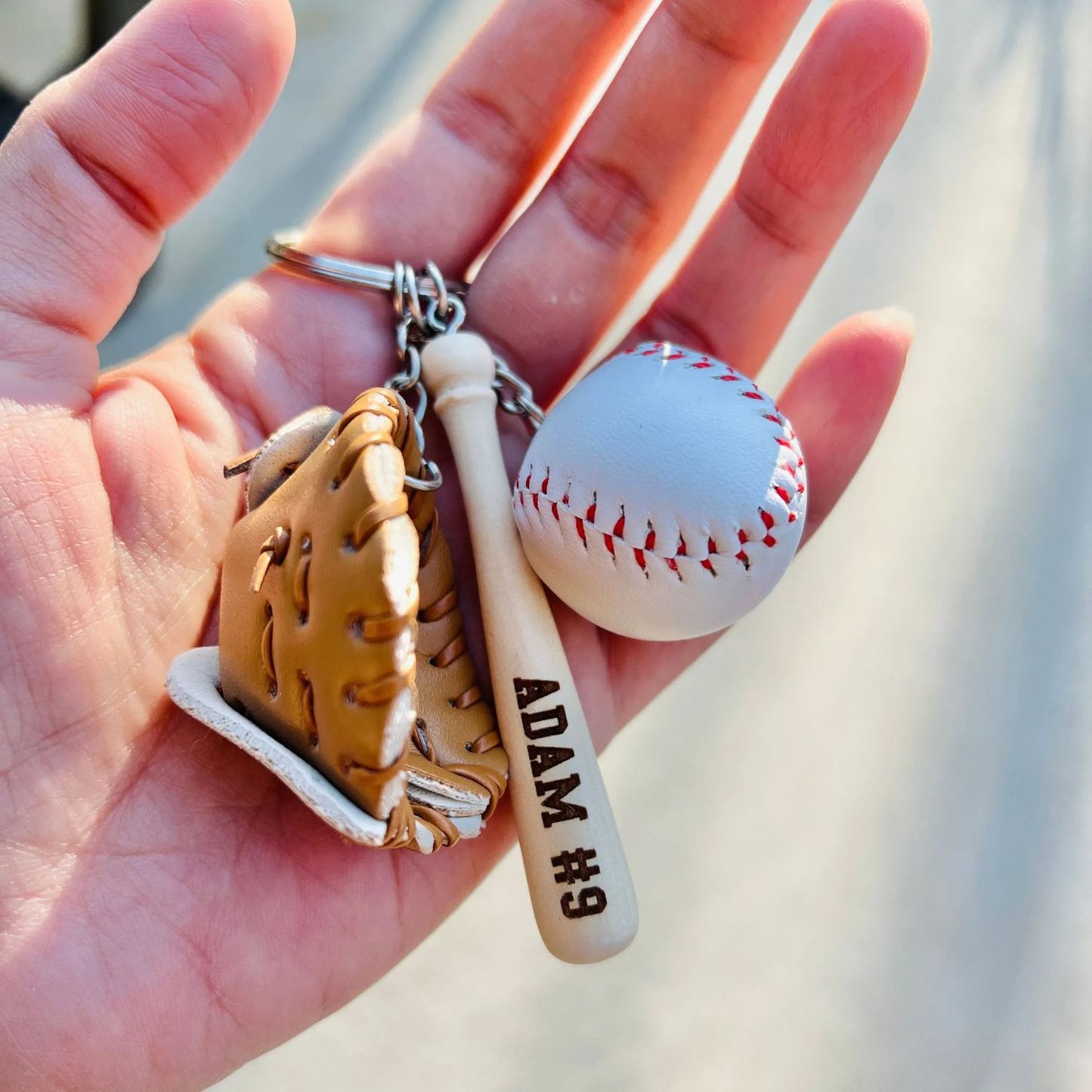 Baseball Key Chain | Mini Baseball Set Bag Tag | Custom for Baseball Game | Gift for Baseball Team | Gift for Athlete | Backpack Keychain