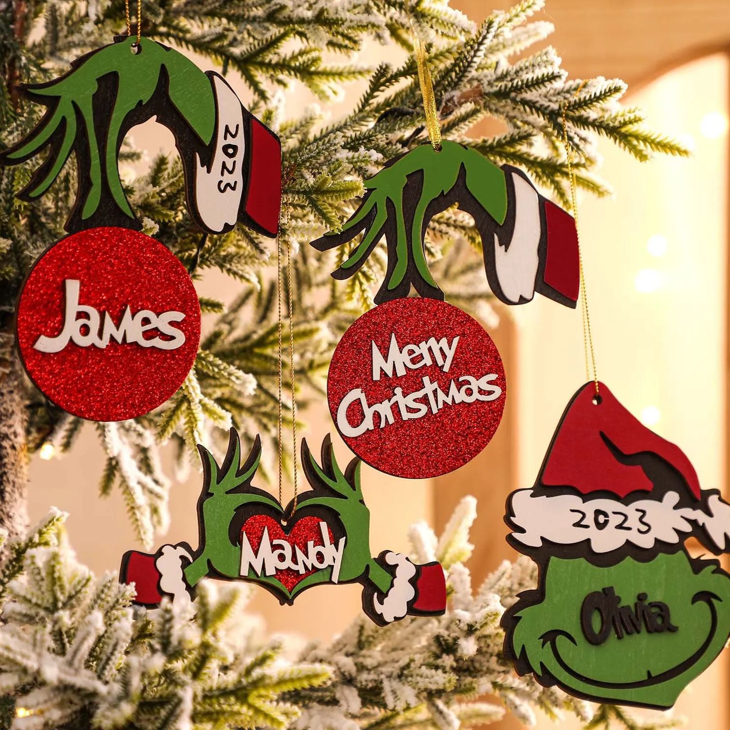 Personalized Grinch ornament——Christmas Ornaments, Green Monster Ornaments, Grinch Ornaments