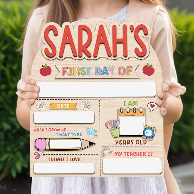 Customized First And Last Day School Sign, Back to School Sign, Kindergarten 1st Day of School Sign, First Day School Wooden School Board