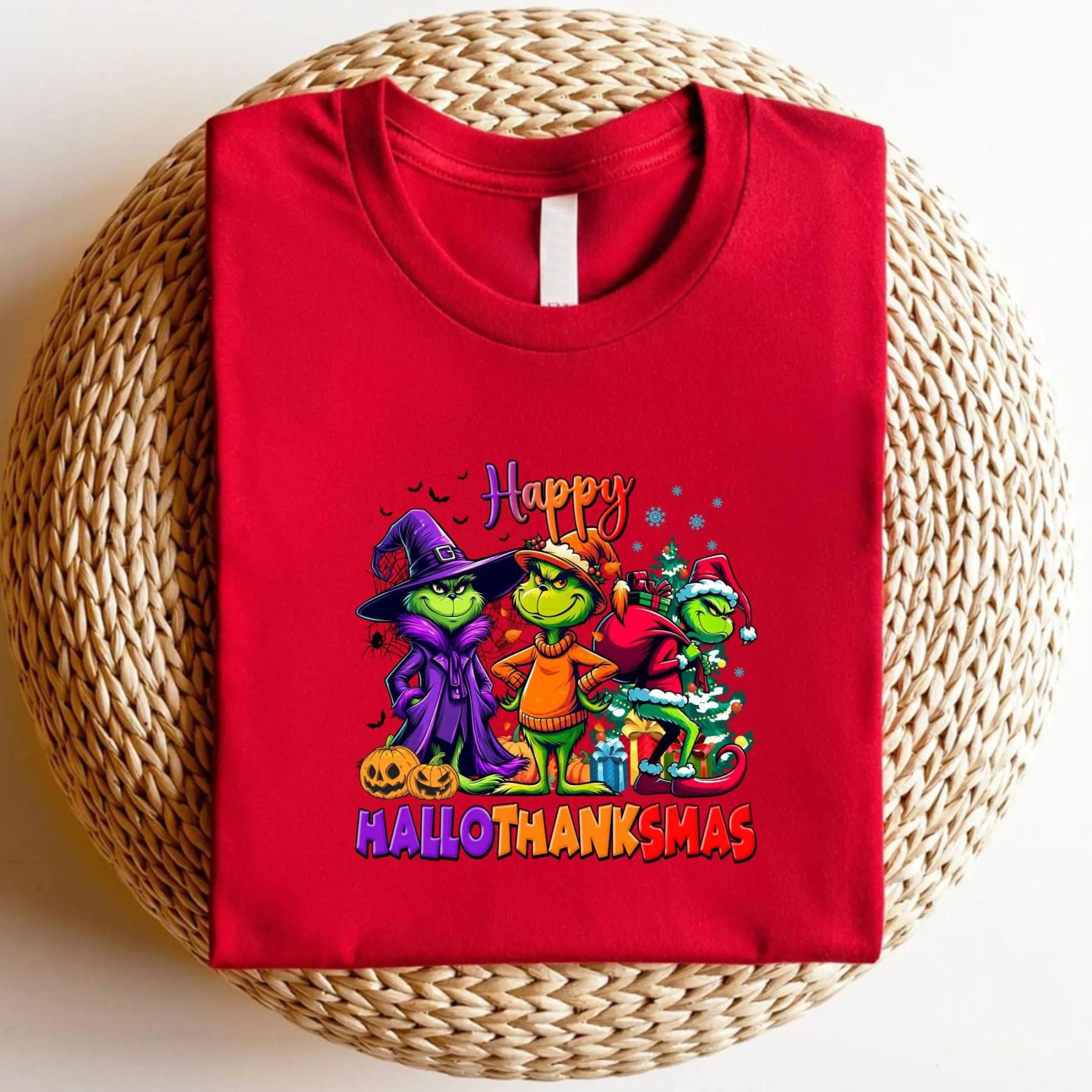 Happy HalloThanksMas Grumbly Green Sweatshirt