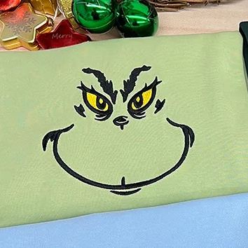 Smiley Face Sweatshirt Embroidered Sweatshirt