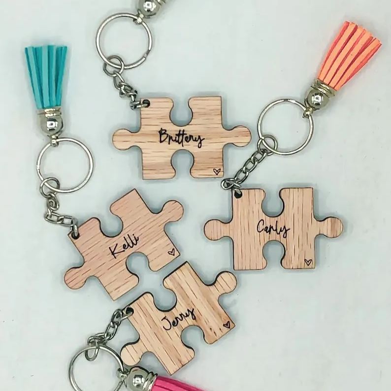 Best Friend Gift, Personalized Keychain, Custom Name Puzzle Piece Keychain with Tassel, Sorority Sisters, Girl's trip, Graduation