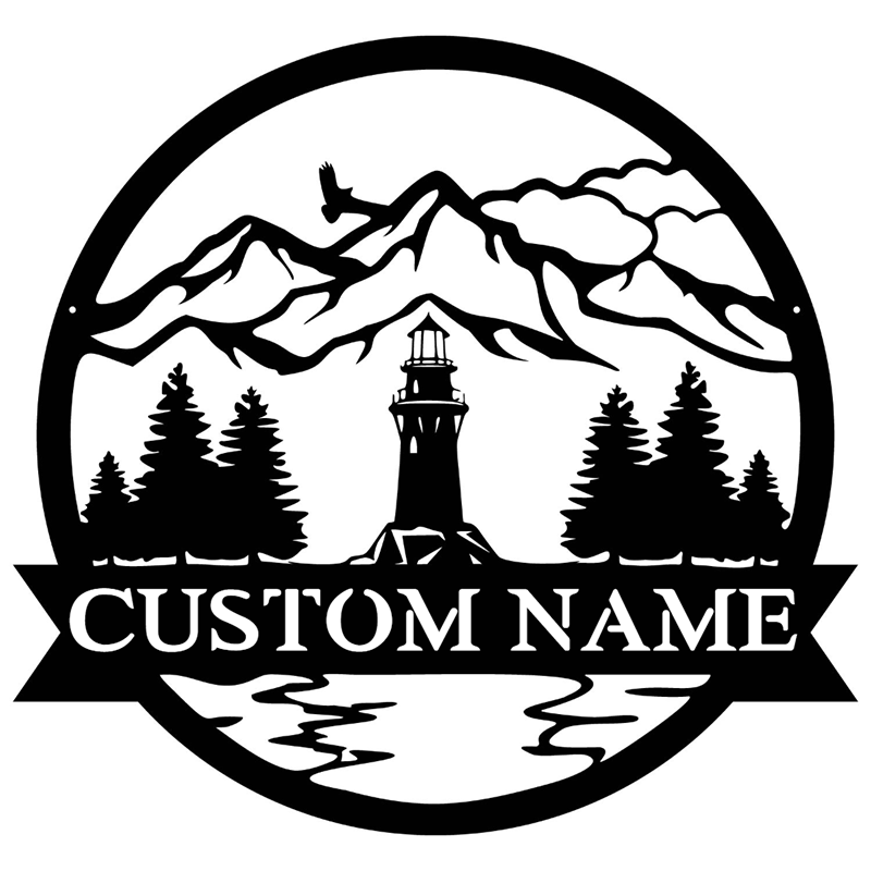 Custom Light House Metal Wall Art With LED Lights