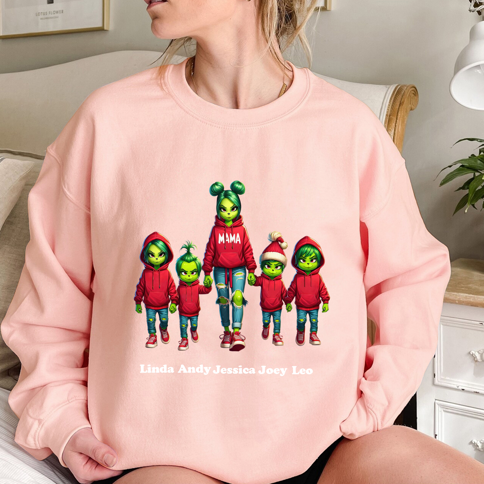 Christmas Mama Custom Kid Name Sweatshirt