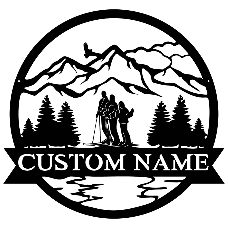 Custom Skiing Metal Wall Art With LED Lights