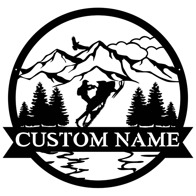 Custom Snowmobile Metal Wall Art With LED Lights