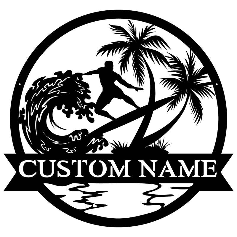 Custom Surfer Metal Wall Art With LED Lights