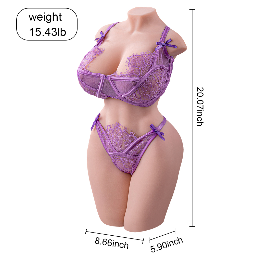 Xingse Große Brust Hyperrealistische 50.97cm TPE Sexpuppe in lila Spitze SQ-MA20059