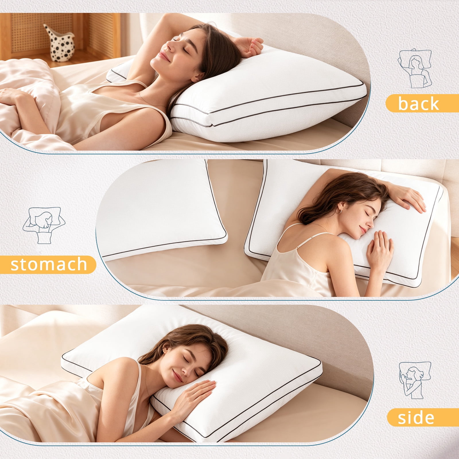 Sasttie Gusseted Bed Pillows, Supportive Down Alternative Hotel Quality Pillows product image 2