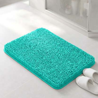 Sasttie Chenille Bathroom Rugs, Quick Dry Washable Bath Mats with Rubber Backing - 20" x 24" / Pine Green / 1 Pack