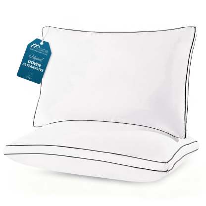 Sasttie Gusseted Bed Pillows, Supportive Down Alternative Hotel Quality Pillows - Standard / 2 Pack