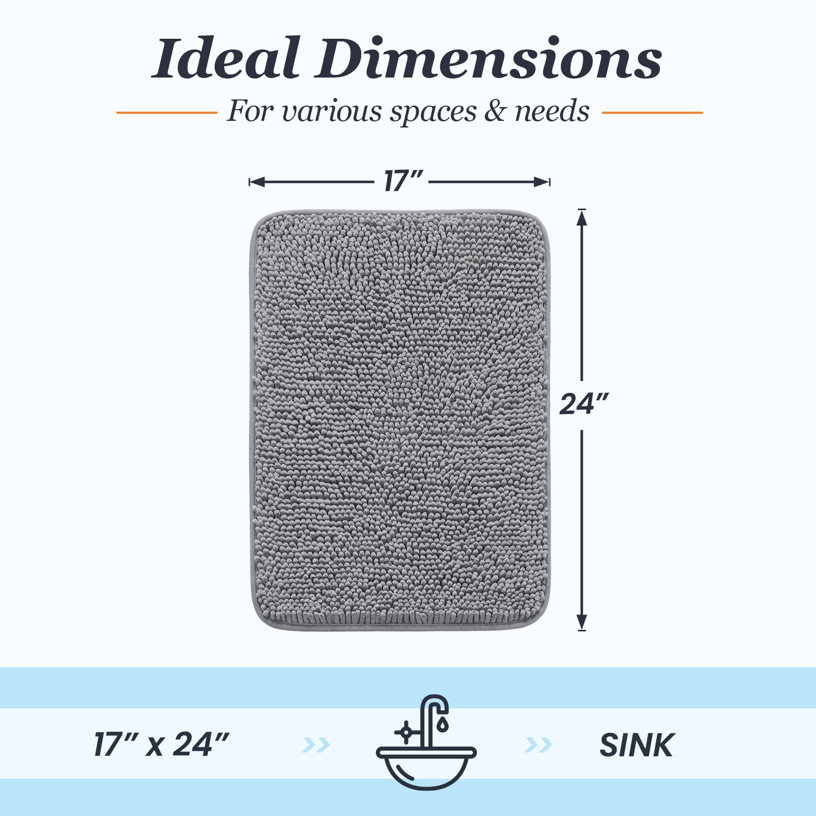 Sasttie Chenille Bathroom Rugs, Quick Dry Washable Bath Mats with Rubber Backing product image 7