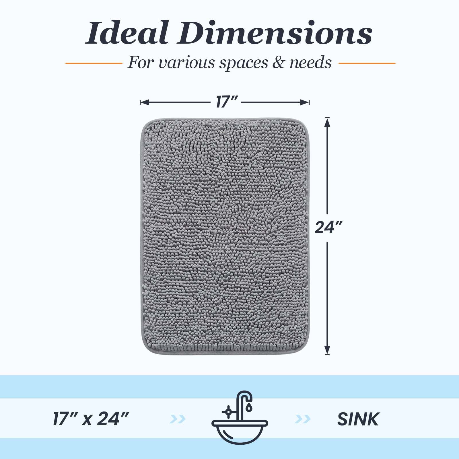 Sasttie Chenille Bathroom Rugs, Quick Dry Washable Bath Mats with Rubber Backing product image 7