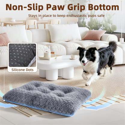 Sasttie Rose Velvet Dog Bed Crate Pad, Washable Plush Pet Mat with Non-Slip Bottom product image 1