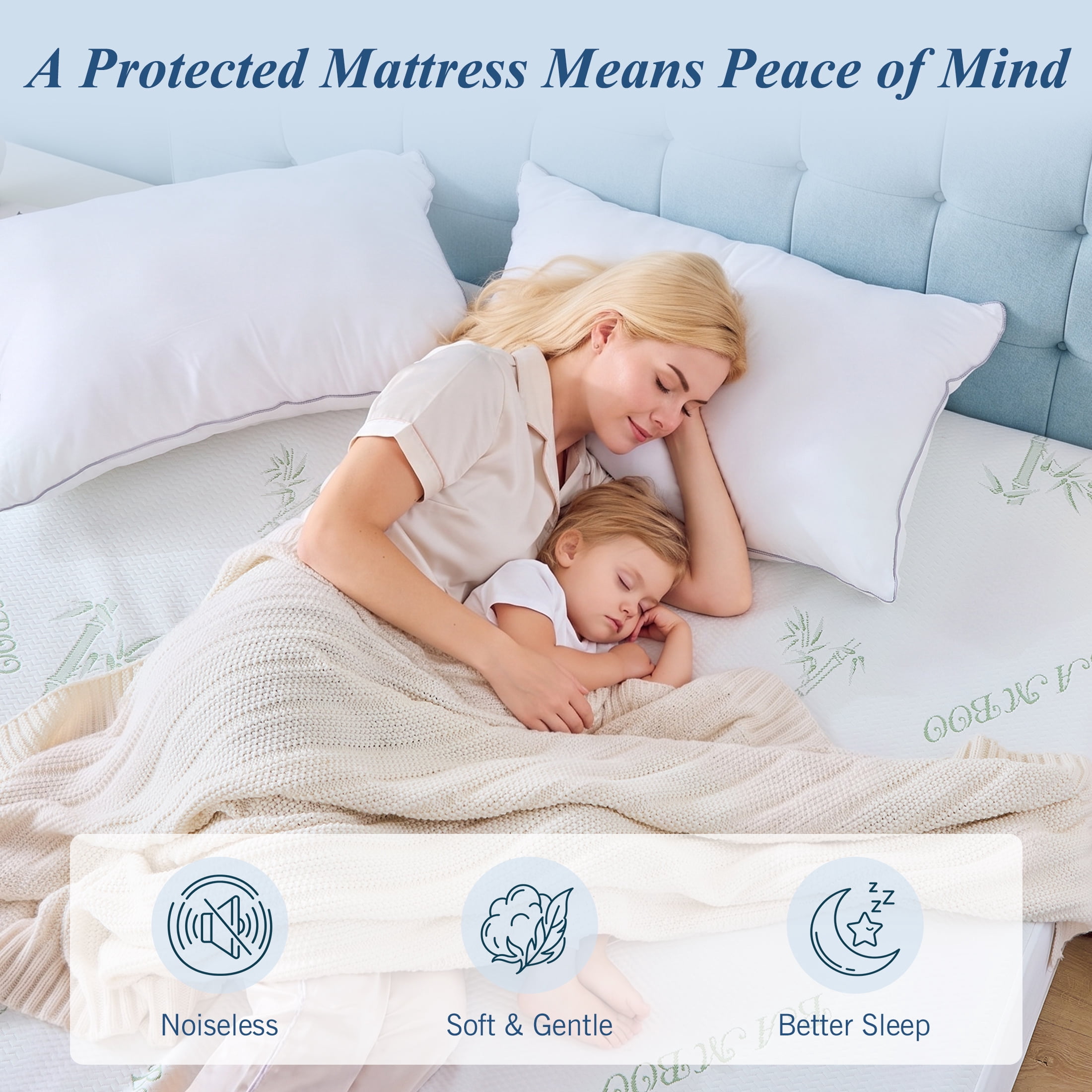 Sasttie 100% Waterproof Mattress Protector, Breathable Noiseless Deep Pocket Mattress Cover product image 3