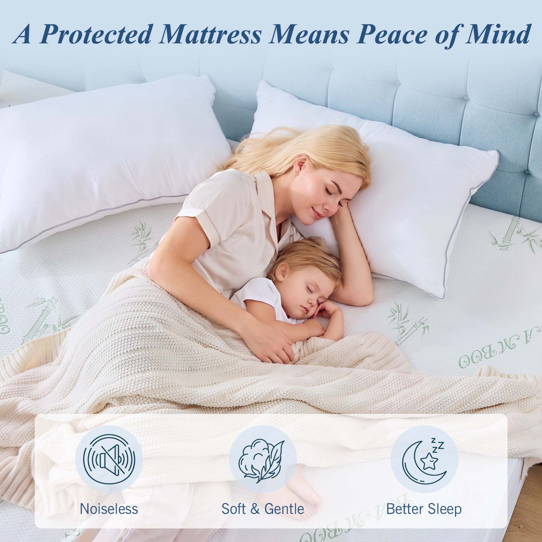 Sasttie 100% Waterproof Mattress Protector, Breathable Noiseless Deep Pocket Mattress Cover product image 3