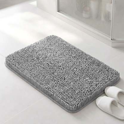 Sasttie Chenille Bathroom Rugs, Quick Dry Washable Bath Mats with Rubber Backing - 20" x 24" / Grey / 1 Pack