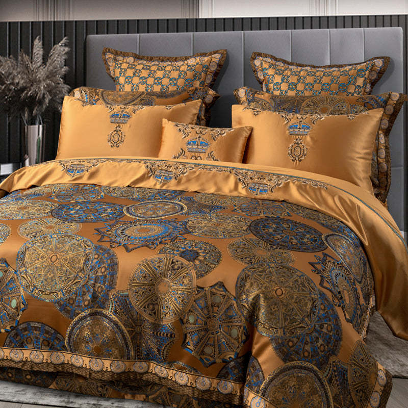 Nailah Duvet Cover Set (Egyptian Cotton & Jacquard)-beddingset