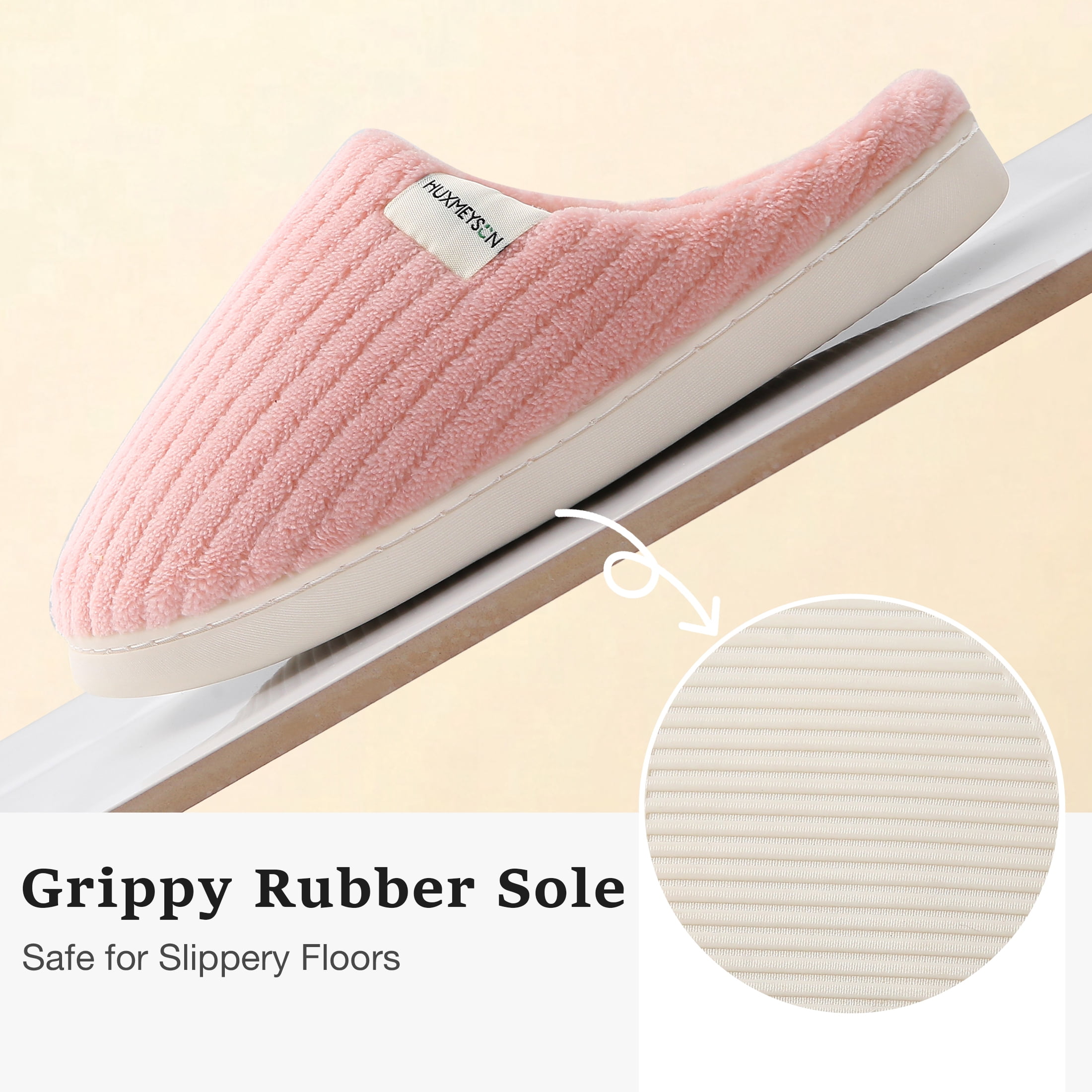 Sasttie Women's Plush Memory Foam House Slippers with Anti-Skid Rubber Sole product image 4
