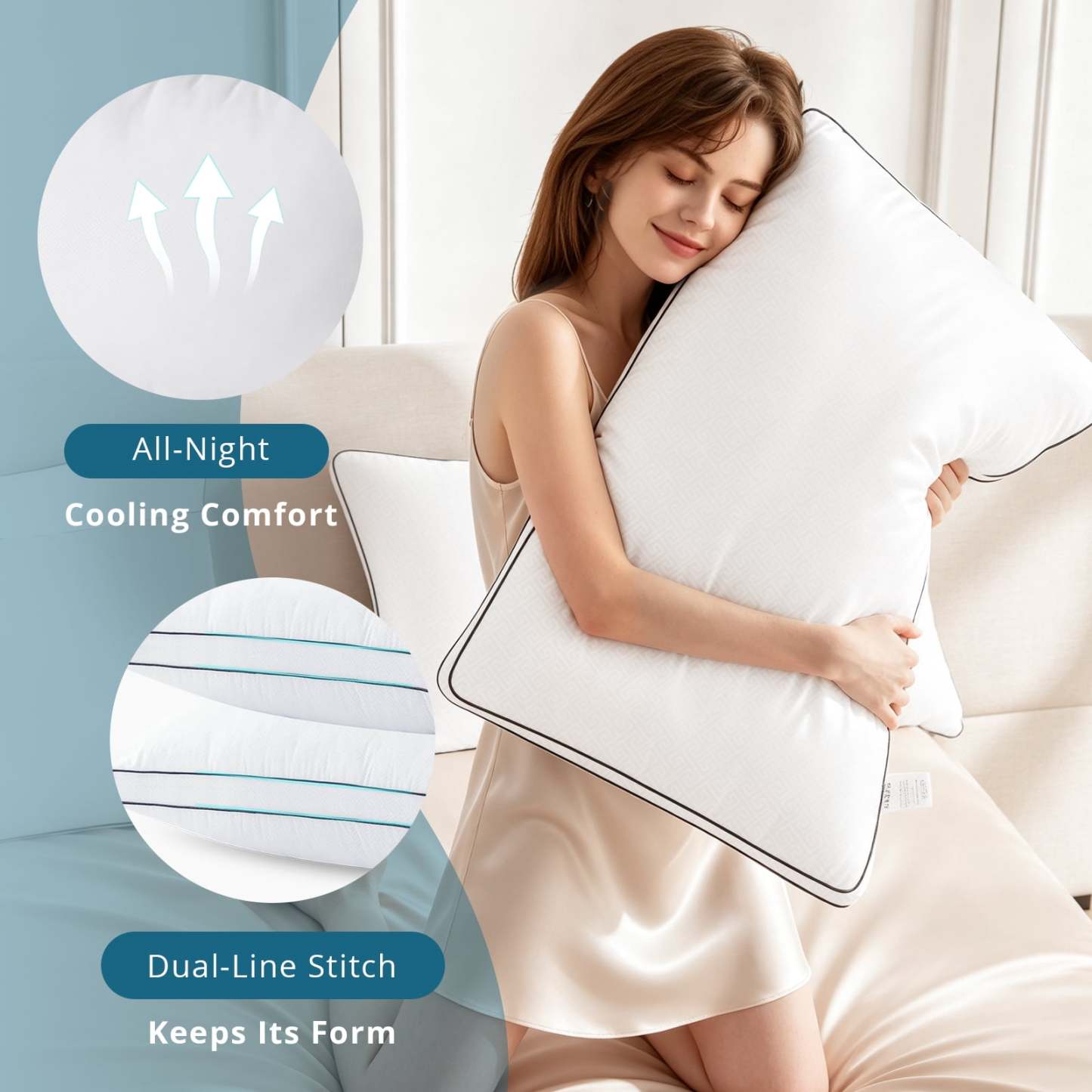 Sasttie Gusseted Bed Pillows, Supportive Down Alternative Hotel Quality Pillows product image 4