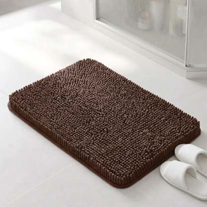 Sasttie Chenille Bathroom Rugs, Quick Dry Washable Bath Mats with Rubber Backing - 20" x 24" / Brown / 1 Pack