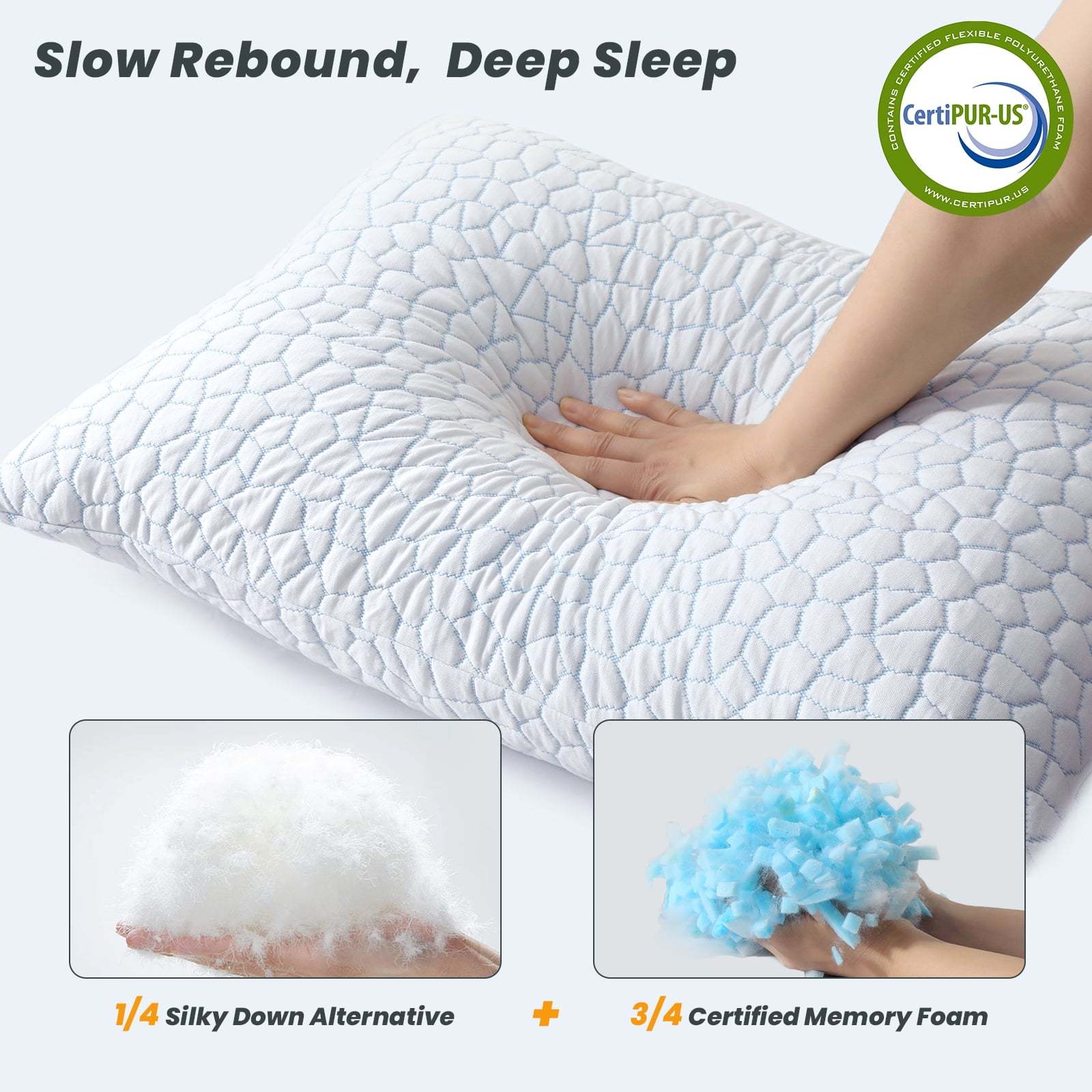 Sasttie Adjustable Shredded Memory Foam Pillows with Cooling Breathable Cover product image 2