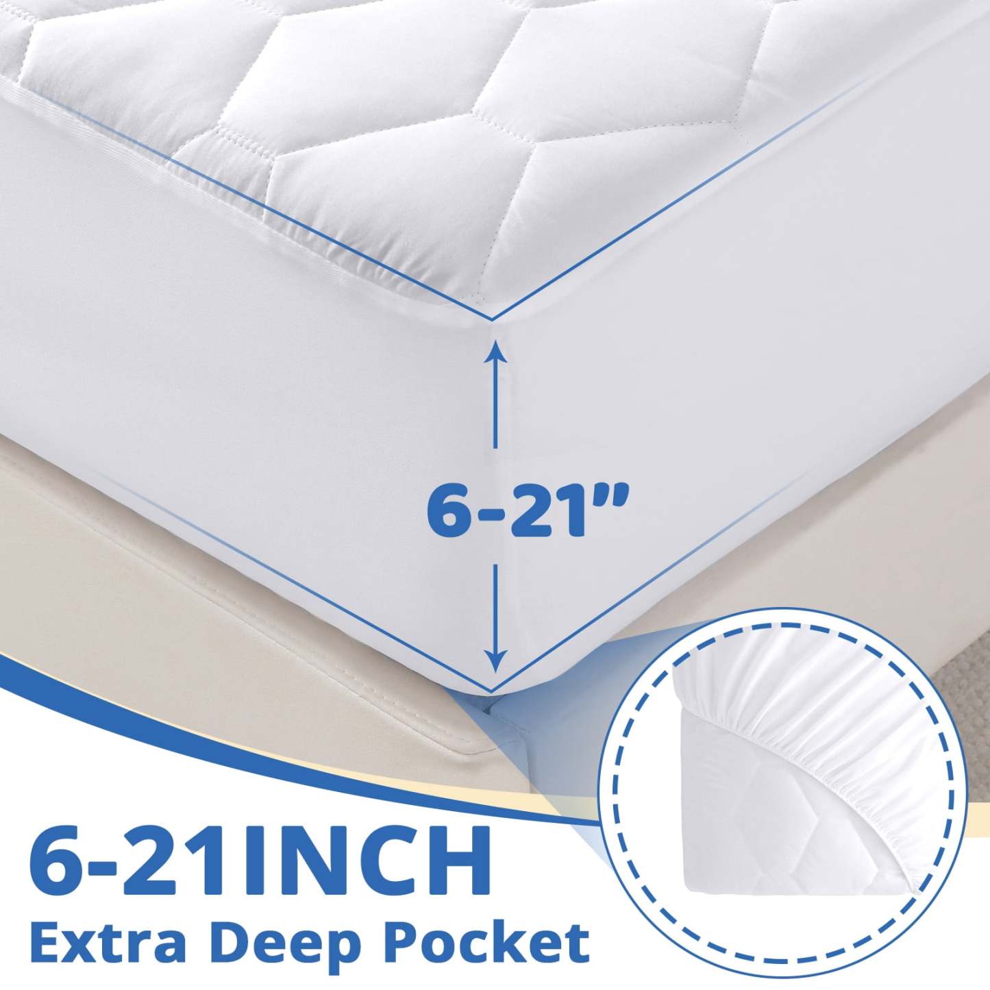 Sasttie Quilted Waterproof Mattress Protector, Deep Pocket Mattress Pad product image 9