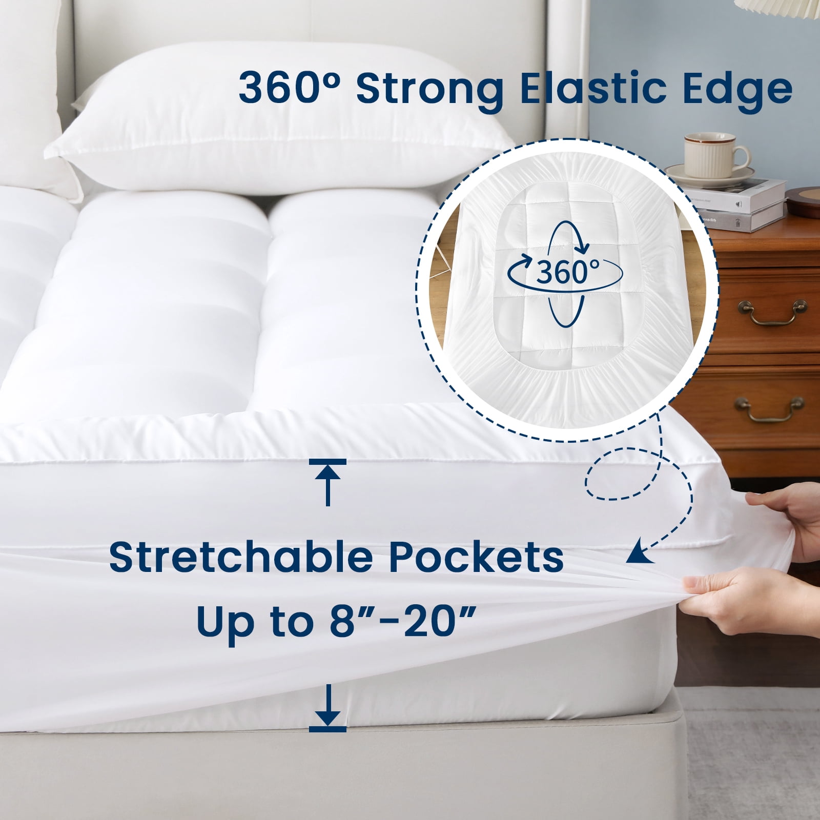 Sasttie Extra Thick 800GSM Mattress Topper, Pillow Top Deep Pocket Mattress Pad product image 4