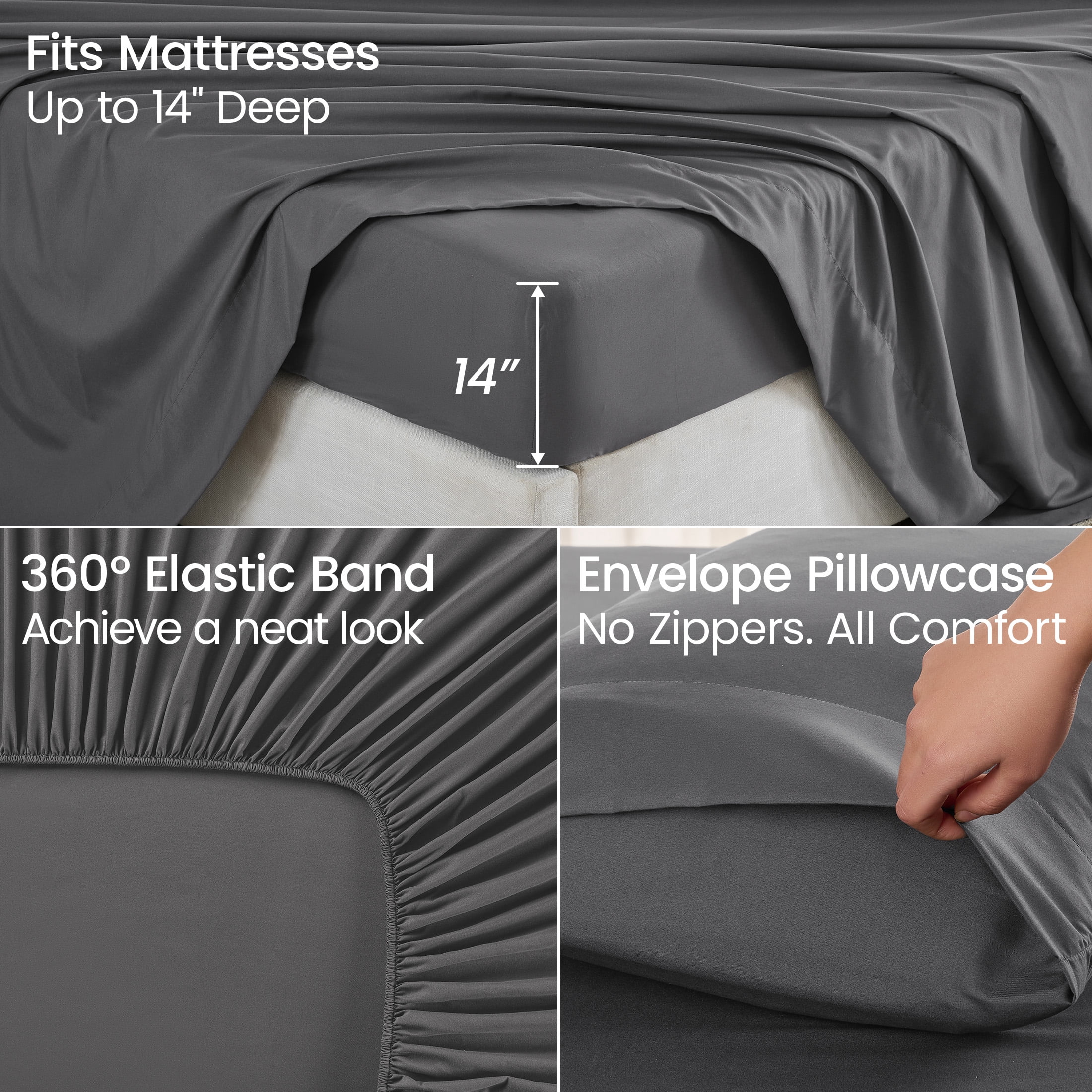 Sasttie 4-Piece Microfiber Bed Sheet Set, Deep Pocket Fitted Sheet & Pillowcases product image 2
