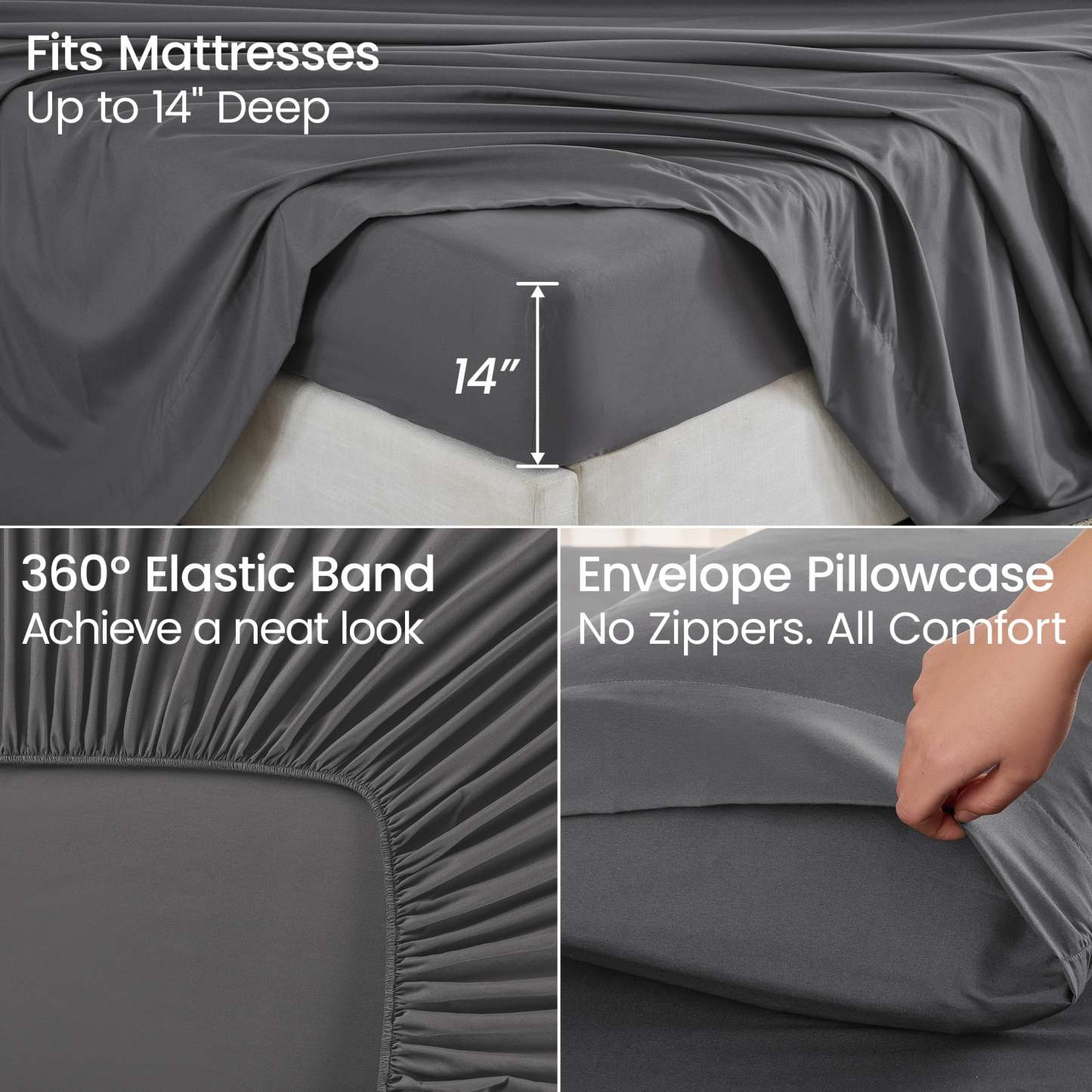 Sasttie 4-Piece Microfiber Bed Sheet Set, Deep Pocket Fitted Sheet & Pillowcases product image 2