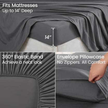 Sasttie 4-Piece Microfiber Bed Sheet Set, Deep Pocket Fitted Sheet & Pillowcases product image 2
