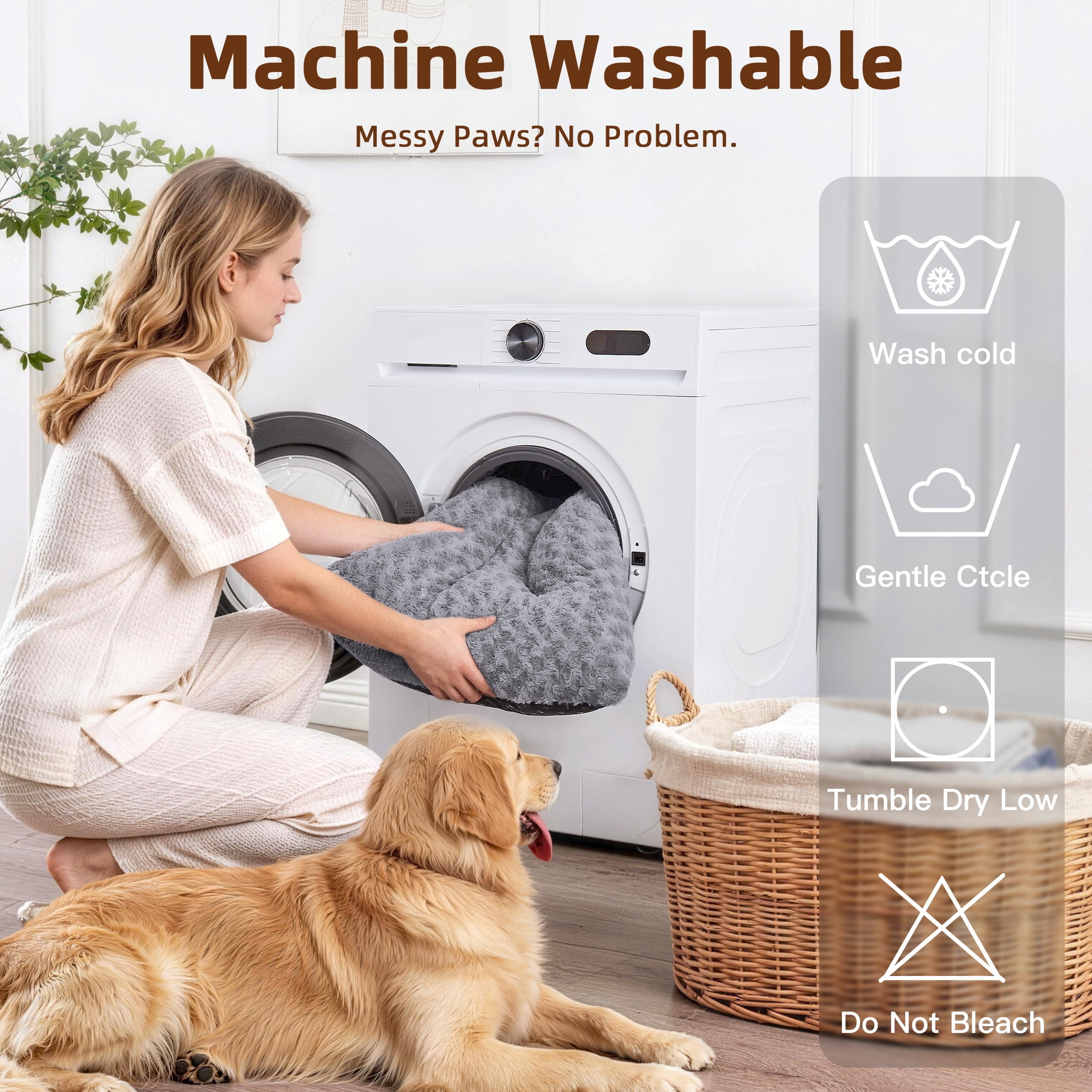 Sasttie Rose Velvet Dog Bed Crate Pad, Washable Plush Pet Mat with Non-Slip Bottom product image 3