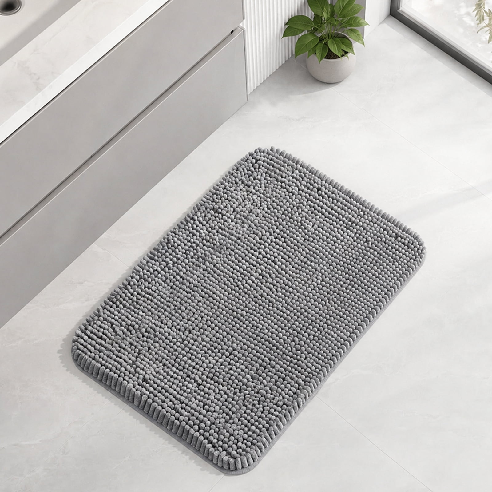 Sasttie Chenille Bathroom Rugs, Quick Dry Washable Bath Mats with Rubber Backing product image 3