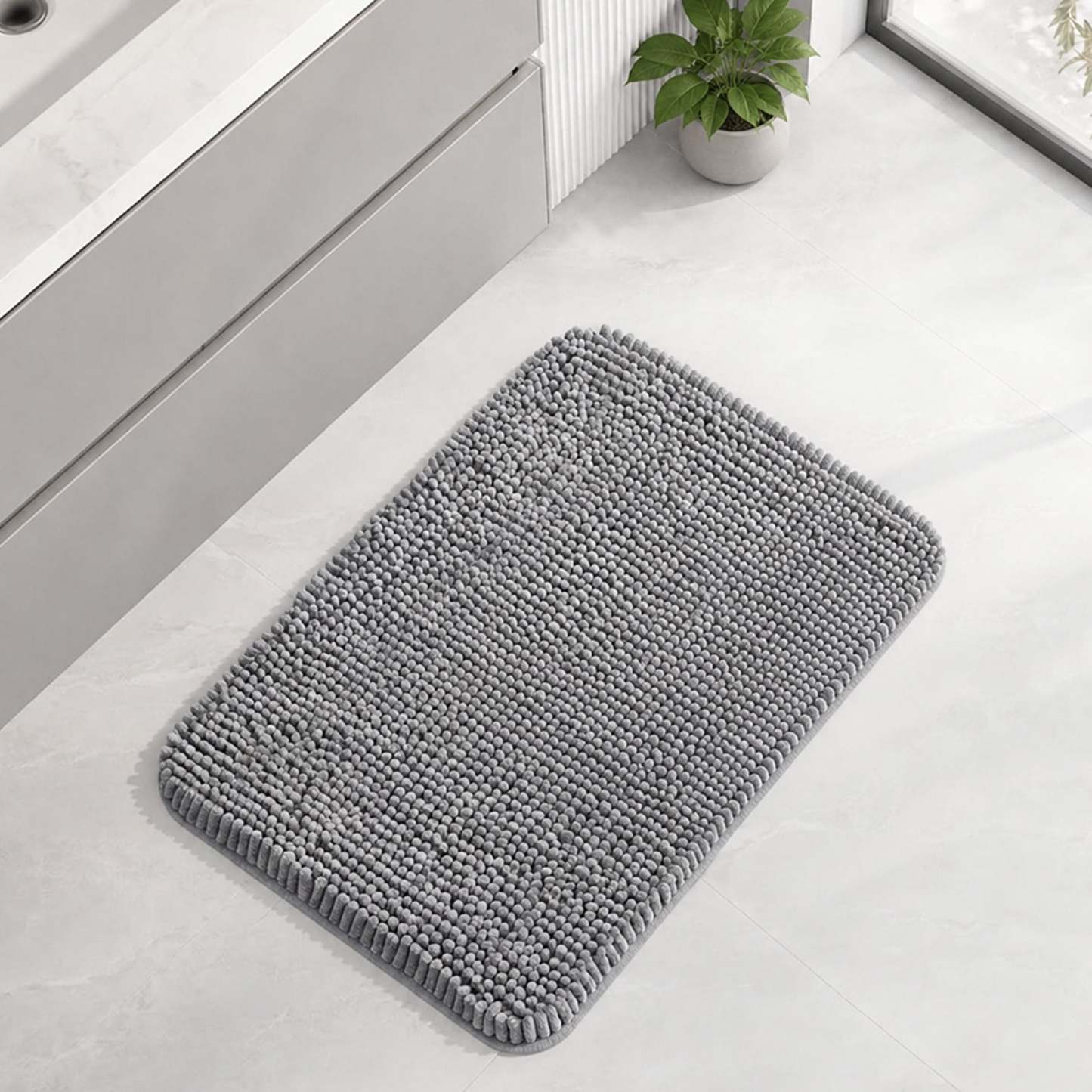 Sasttie Chenille Bathroom Rugs, Quick Dry Washable Bath Mats with Rubber Backing product image 3