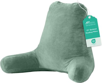 Sasttie Reading Pillow for Bed, Back Pillow for Sitting Up, Dark Grey | 18 Backrest Support Cushion for Couch, Sofa, and Floor, Dorm Essentials, OEKO-TEX, Adjustable Down Alternative Fill
