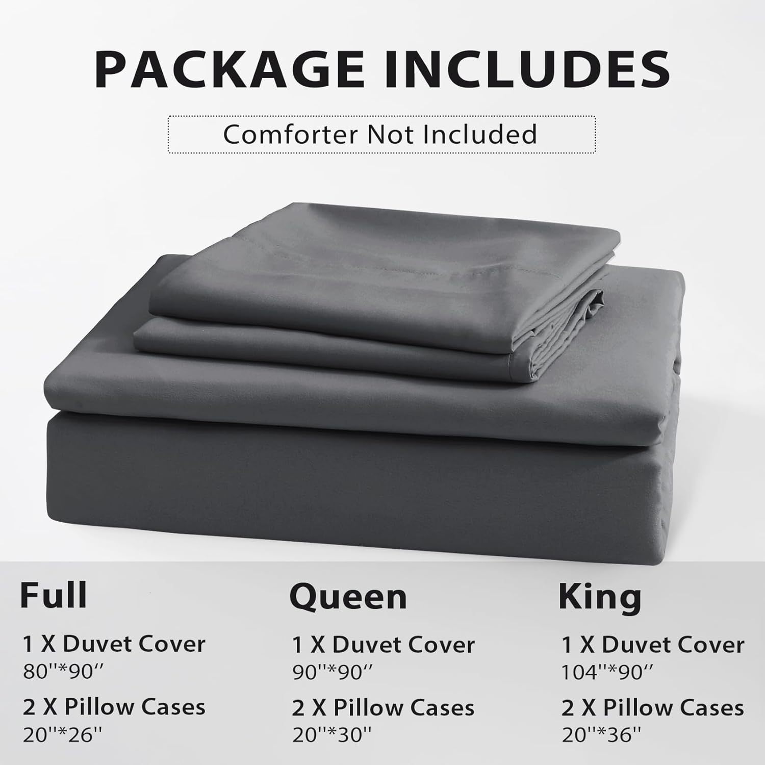 Sasttie Duvet Cover Twin/Twin XL Size, Double Brushed Twin/Twin XL Duvet Cover, 3-Piece Duvet Cover Set Includes 1 Duvet Cover (68x90) and 1 Pillowcase (20x26) with Zipper Closure, Dark Grey