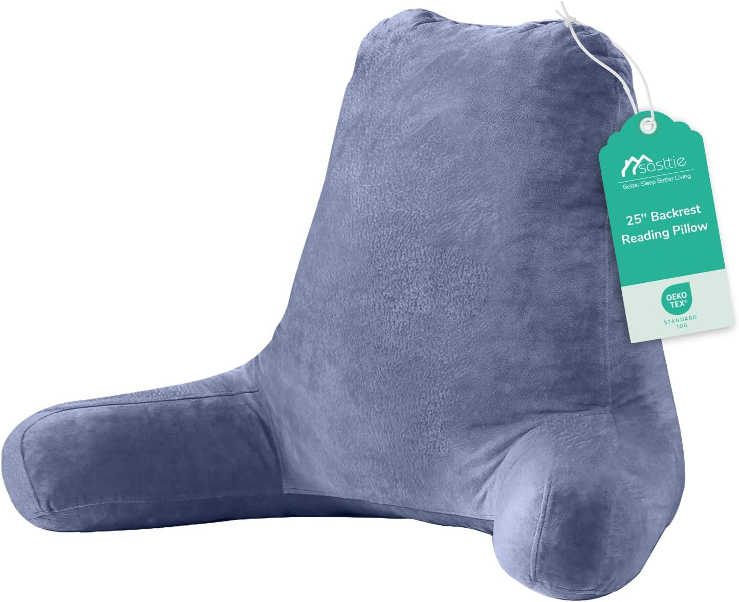 Sasttie Reading Pillow for Bed, Back Pillow for Sitting Up, Dark Grey | 18 Backrest Support Cushion for Couch, Sofa, and Floor, Dorm Essentials, OEKO-TEX, Adjustable Down Alternative Fill