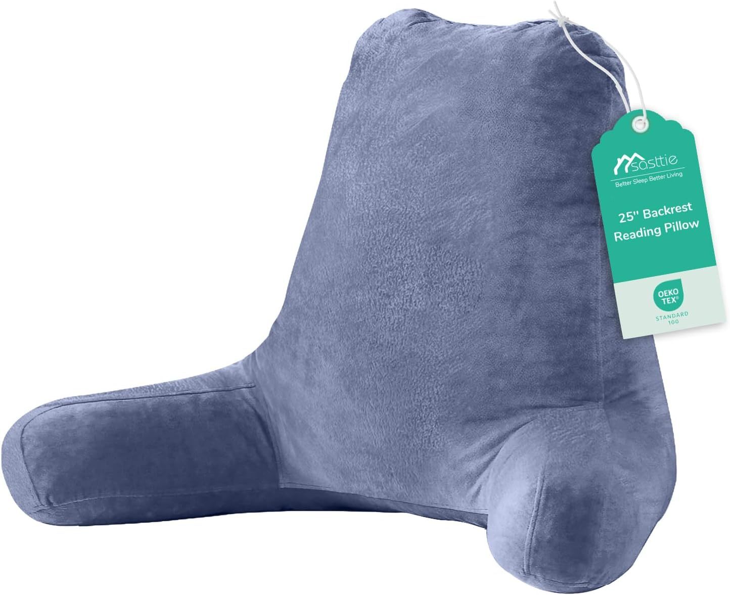 Sasttie Reading Pillow for Bed, Back Pillow for Sitting Up, Dark Grey | 18 Backrest Support Cushion for Couch, Sofa, and Floor, Dorm Essentials, OEKO-TEX, Adjustable Down Alternative Fill