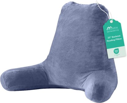 Sasttie Reading Pillow for Bed, Back Pillow for Sitting Up, Dark Grey | 18 Backrest Support Cushion for Couch, Sofa, and Floor, Dorm Essentials, OEKO-TEX, Adjustable Down Alternative Fill