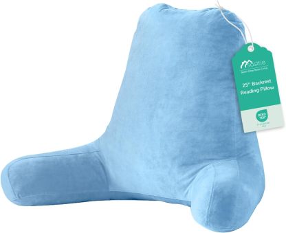 Sasttie Reading Pillow for Bed, Back Pillow for Sitting Up, Dark Grey | 18 Backrest Support Cushion for Couch, Sofa, and Floor, Dorm Essentials, OEKO-TEX, Adjustable Down Alternative Fill