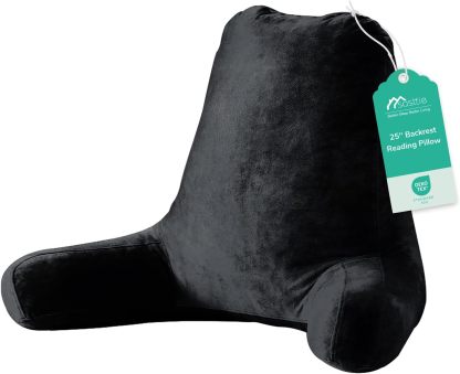 Sasttie Reading Pillow for Bed, Back Pillow for Sitting Up, Dark Grey | 18 Backrest Support Cushion for Couch, Sofa, and Floor, Dorm Essentials, OEKO-TEX, Adjustable Down Alternative Fill