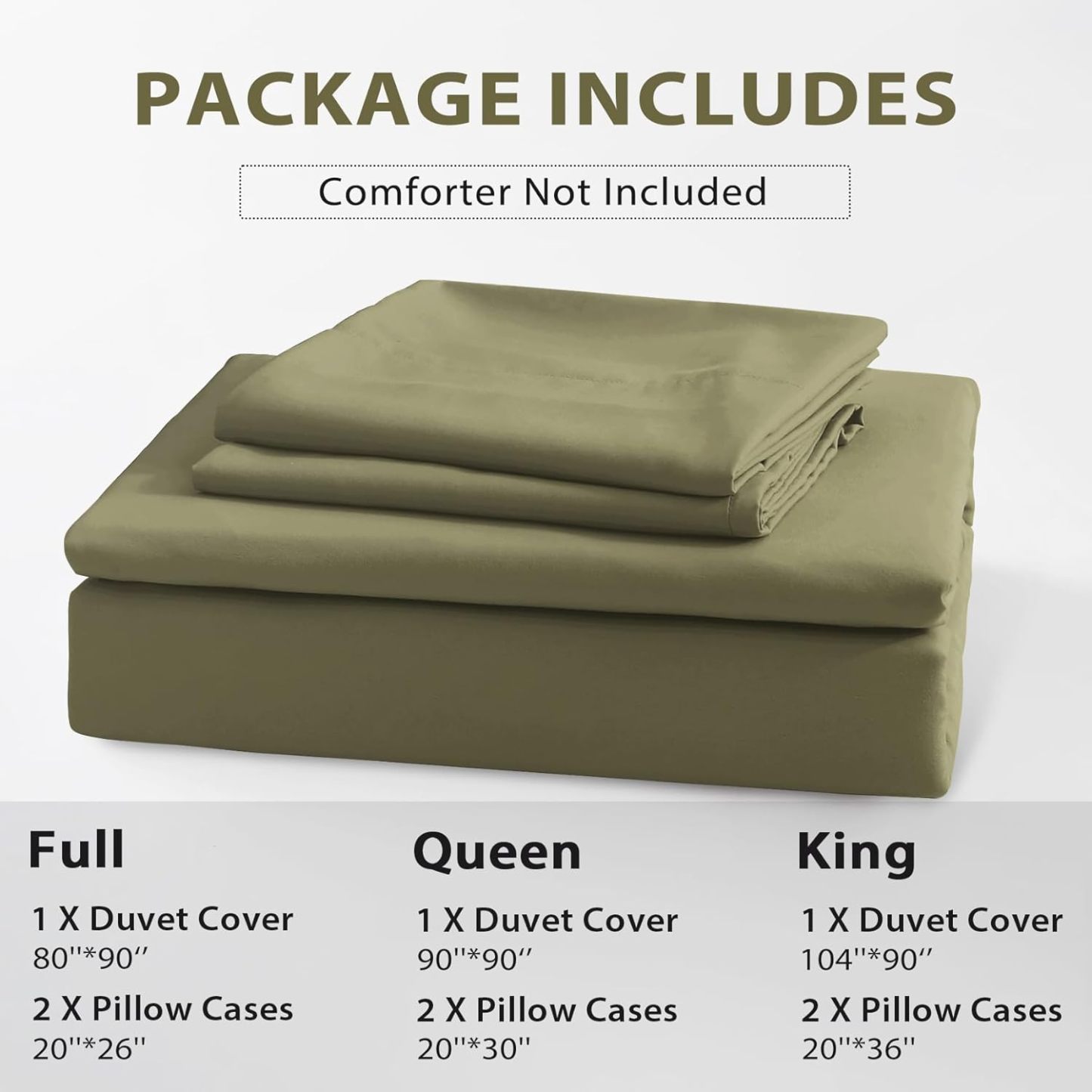 Sasttie Duvet Cover Twin/Twin XL Size, Double Brushed Twin/Twin XL Duvet Cover, 3-Piece Duvet Cover Set Includes 1 Duvet Cover (68x90) and 1 Pillowcase (20x26) with Zipper Closure, Olive