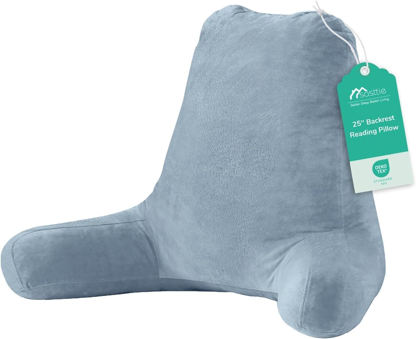 Sasttie Reading Pillow for Bed, Back Pillow for Sitting Up, Dark Grey | 18 Backrest Support Cushion for Couch, Sofa, and Floor, Dorm Essentials, OEKO-TEX, Adjustable Down Alternative Fill